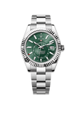 A- Rolex Sky-Dweller Stainless Steel, Green Index Dial, 42 mm