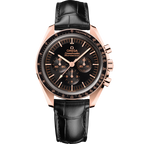 Speedmaster Moonwatch Professional 42 mm, Sedna™ gold on leather strap