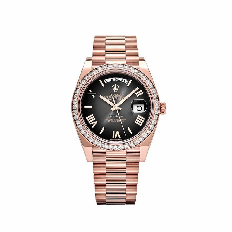 Rolex Day-Date Rose Gold Diamond Bezel Slate Ombre Dial (2025)