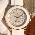 The Oyster Perpetual Yacht-Master Baymax Rose Gold Mix White Rubber Strap 40mm