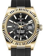 Rolex Sky-Dweller Oysterflex, 18K Yellow Gold, Black Index Dial 42 mm