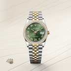 Rolex Datejust 36 Oyster, 36 mm, Oystersteel, yellow gold and diamonds