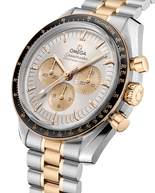 A- Speedmaster Moonwatch Professional 42 mm, steel ‑ Moonshine™ gold on steel ‑ Moonshine™ gold