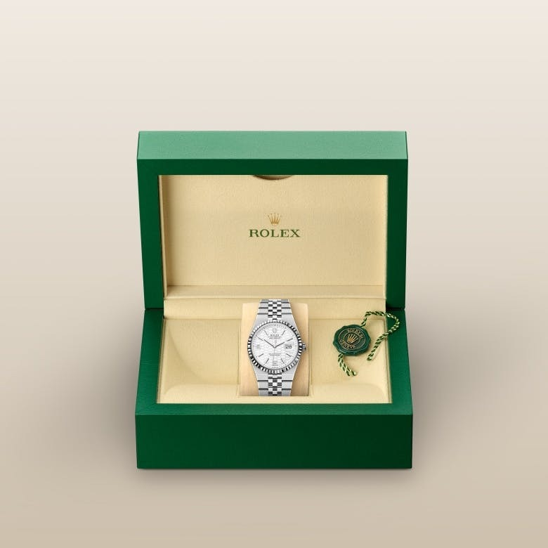 Rolex Land-Dweller 36 Oyster, 36 mm, Oystersteel and white gold