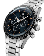 A- Speedmaster First OMEGA in Space 39.7 mm, steel on steel
