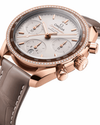 Speedmaster 38 38 mm, Sedna™ gold on leather strap
