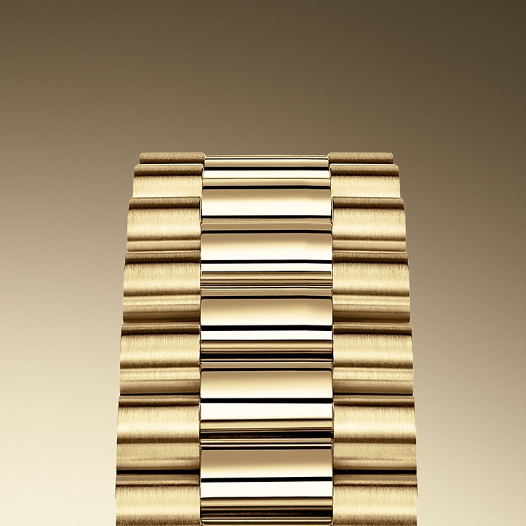 Rolex Day-Date Yellow Gold Pavé Dial Fluted Bezel
